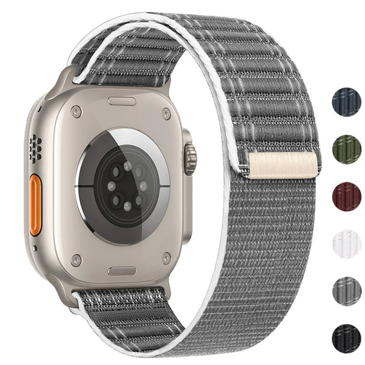 Nylon Wave Pattern Strap for Apple Watch Ultra 2 & Series 10–3, Adjustable 38–49mm Band