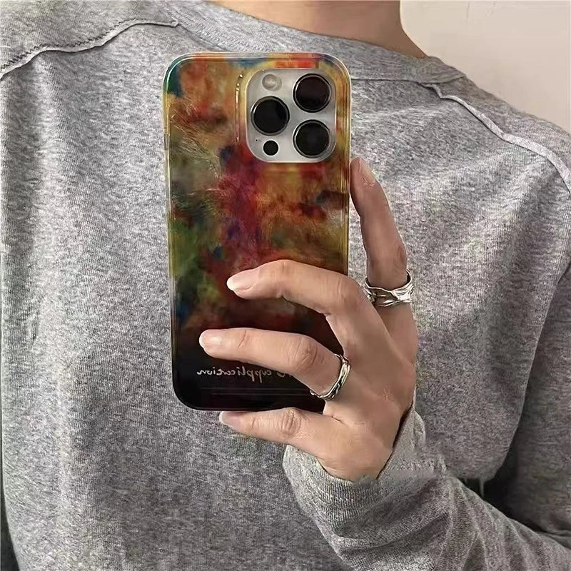 Retro Color Block Clear Soft Case for iPhone 7–16 Pro Max