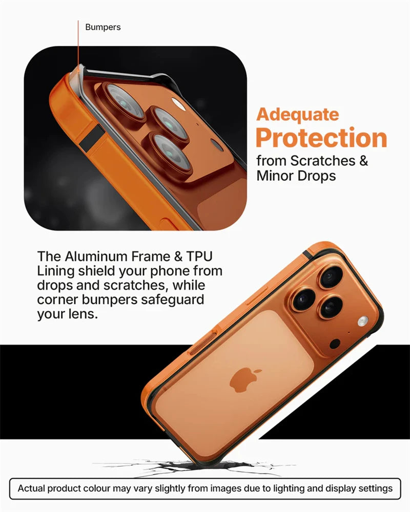 Alloy Metal Bumper Case for iPhone 17–12 Series – Hard Frame & Soft Inner Cover