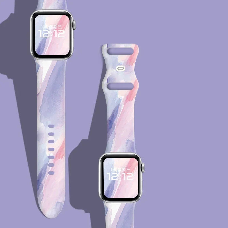 Black Unity Printed Silicone Band for Apple Watch (38–49 mm, Ultra 2, SE–9)