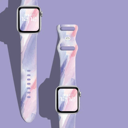 Black Unity Printed Silicone Band for Apple Watch (38–49 mm, Ultra 2, SE–9)