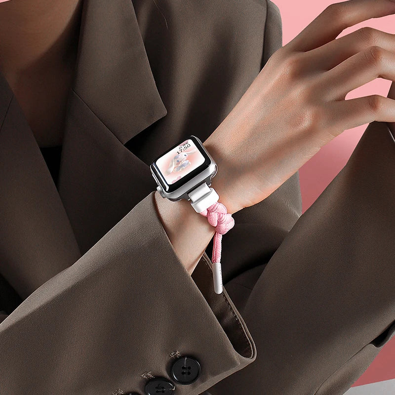 Nylon Woven Sport Strap for Apple Watch 38–45mm – Color Block Loop Band