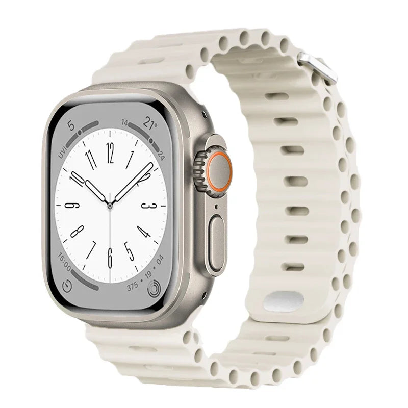 Ocean Strap for Apple Watch Ultra 2–3 SE | Silicone Sport Band 49–41mm