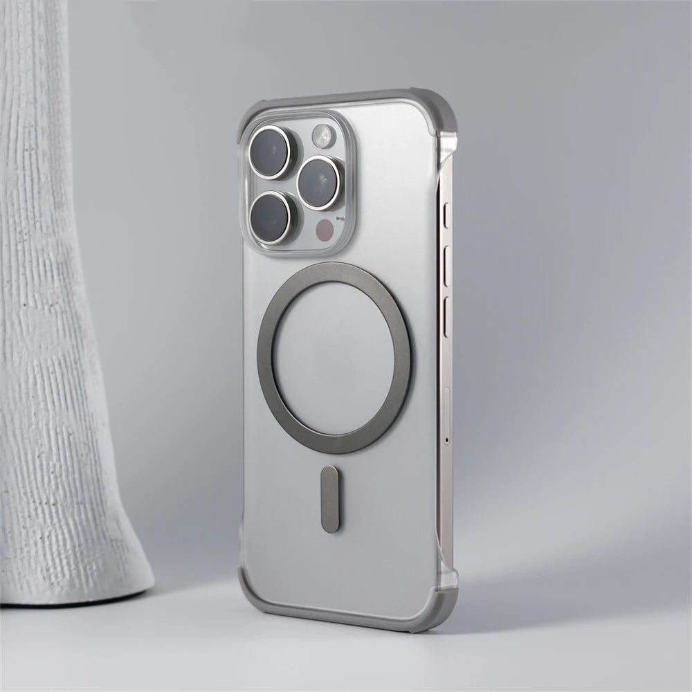 Ultra-Thin Frameless MagSafe Matte Case for iPhone 12–16 Pro Max