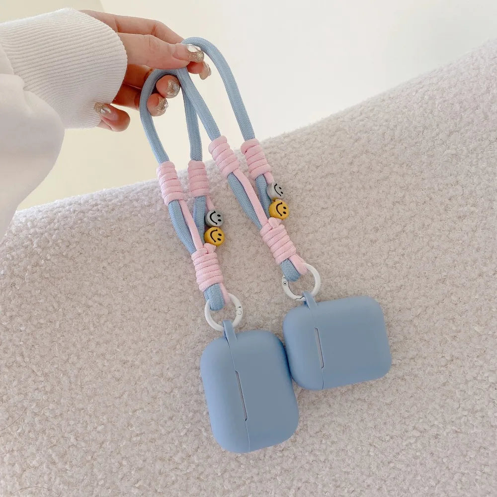 Blue Silicone Case with Lanyard for AirPods 1 2 3 4 Pro/Pro 2