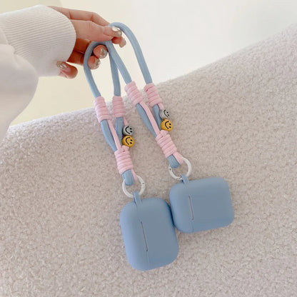 Blue Silicone Case with Lanyard for AirPods 1 2 3 4 Pro/Pro 2