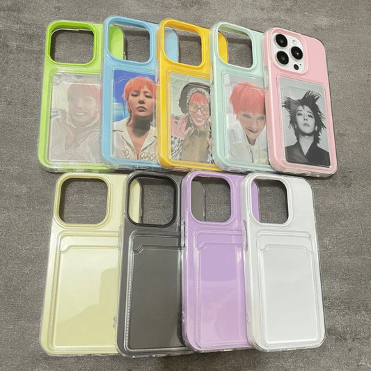 Candy Transparent Silicone + PC Card Slot Case for iPhone 15–17 Pro Max & 17 Air