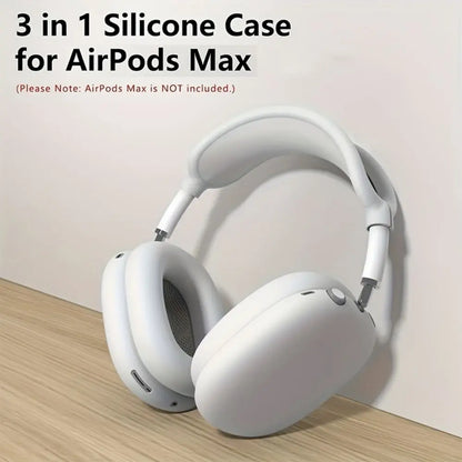 3 in 1 Soft Silicone Skin Protector Case for AirPods Max, Shockproof Earphone Cover