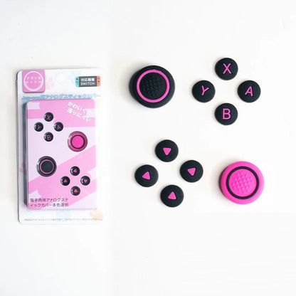 Silicone D-Pad & ABXY Key Stickers for Switch OLED | Joy-Con Grip Cap Set