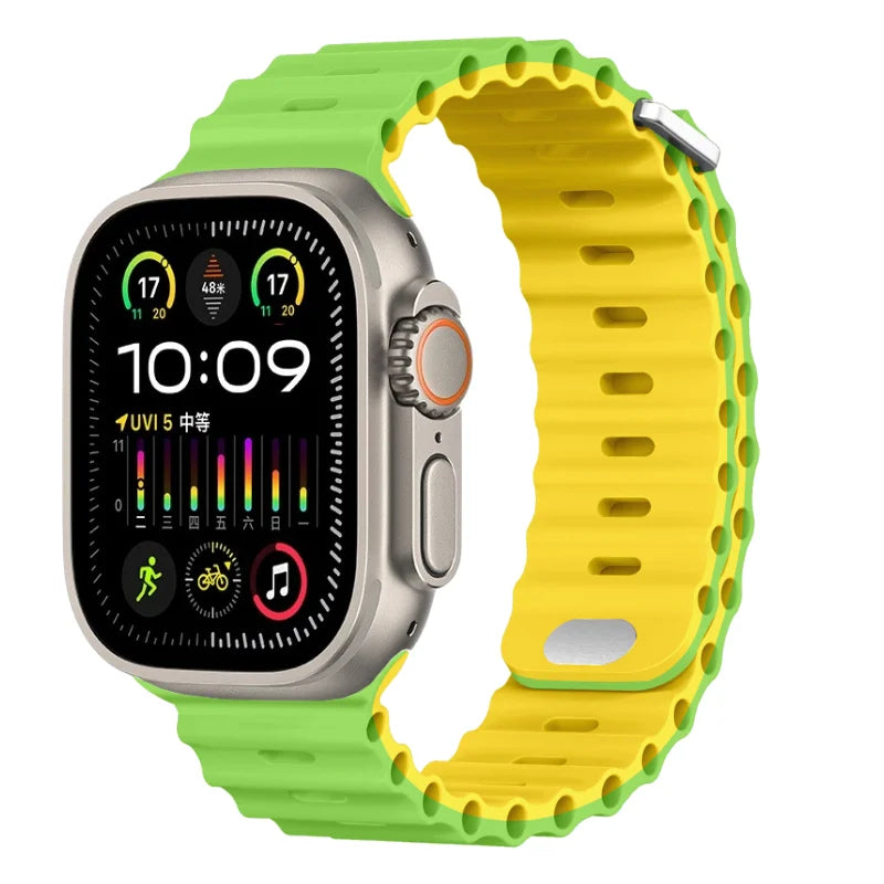 Ocean Silicone Strap for Apple Watch Ultra 3/2 & Series 11–5 SE2 Band