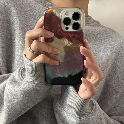 Retro Color Block Clear Soft Case for iPhone 7–16 Pro Max