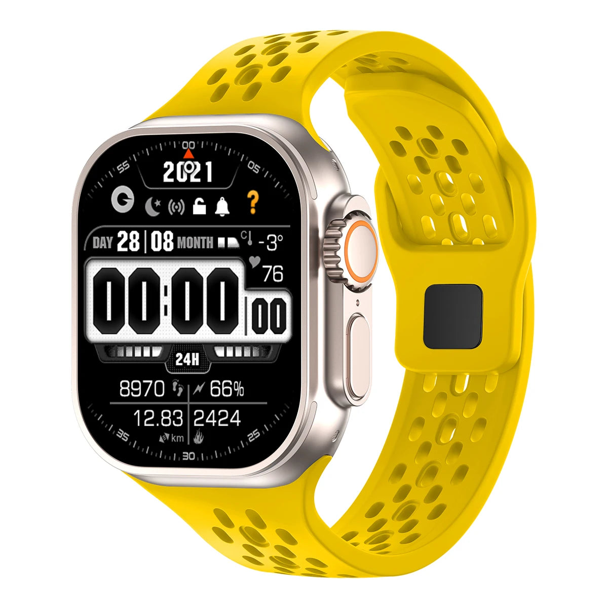 Silicone Sport Band for Apple Watch 3–Ultra, 38–49mm, Series 3–10 Adjustable Strap