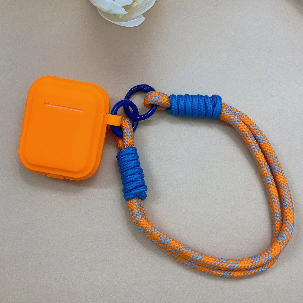 Korean Candy Color Soft Silicone Case for AirPods 1–4 with Anti-Lost Lanyard