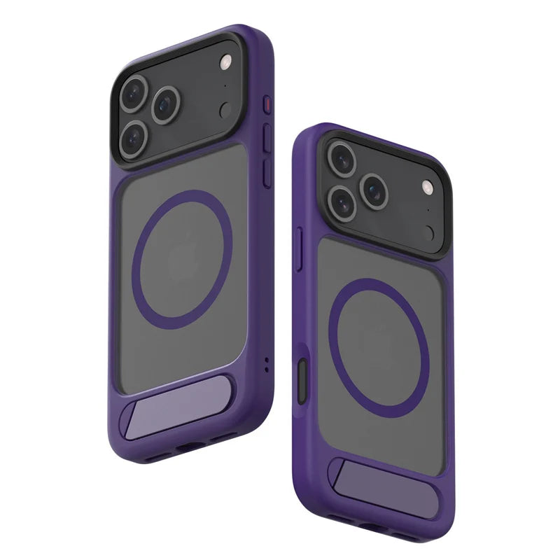 Invisible Folding Kickstand MagSafe Case for iPhone 14–17 Pro & 15–16 Pro Max