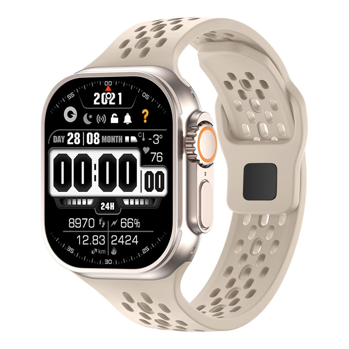 Silicone Sport Band for Apple Watch 3–Ultra, 38–49mm, Series 3–10 Adjustable Strap