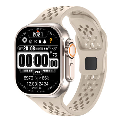 Silicone Sport Band for Apple Watch 3–Ultra, 38–49mm, Series 3–10 Adjustable Strap