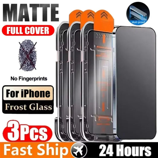 3-Pack Matte Screen Protectors for iPhone 11–16 Pro Max – Dust-Free Install