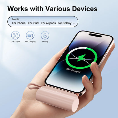 Mini 4500mAh Power Bank with Dual USB-C Ports for iPhone 16–15 & Android