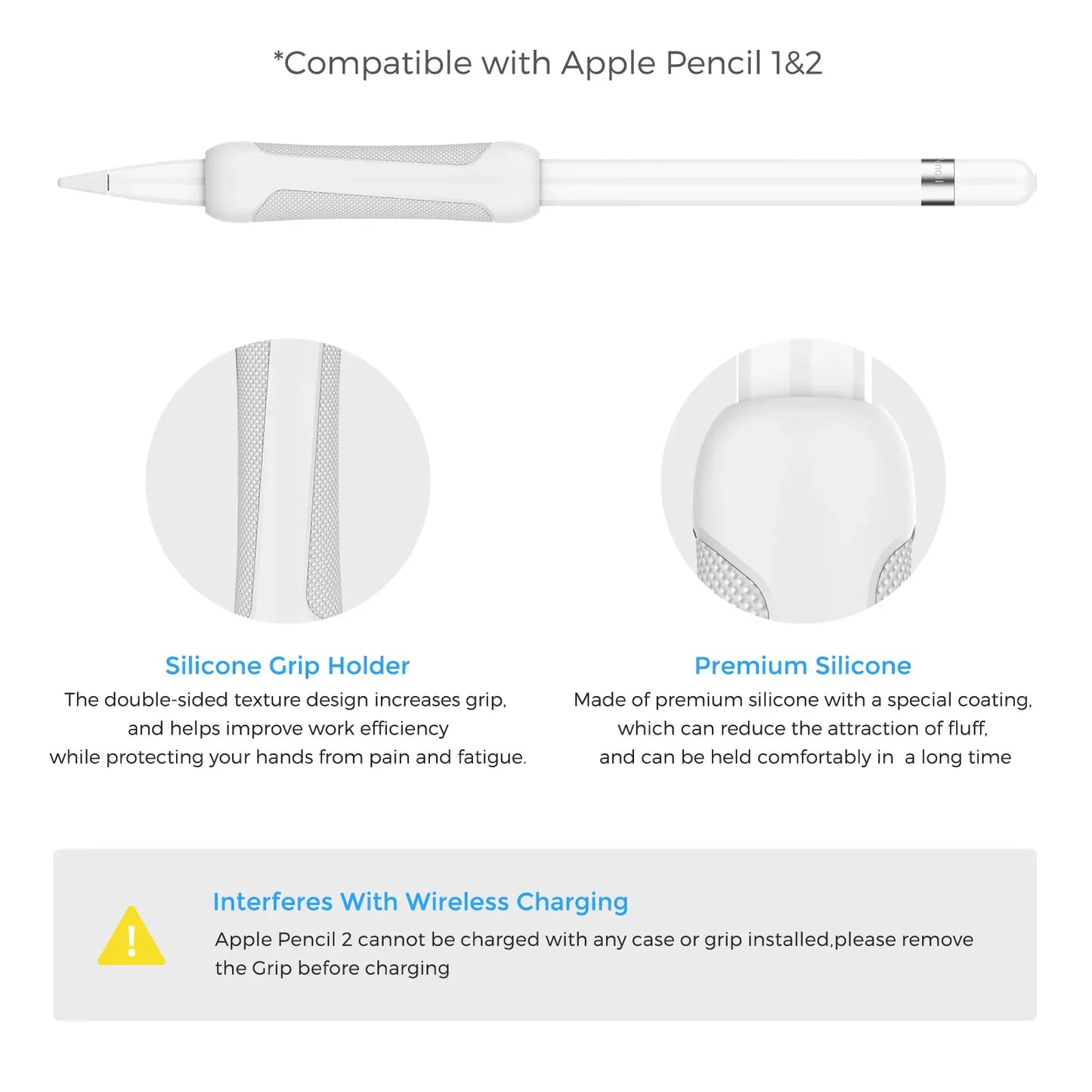 Soft Silicone Grip Sleeve for Apple Pencil 1/2/3 & Pencil Pro