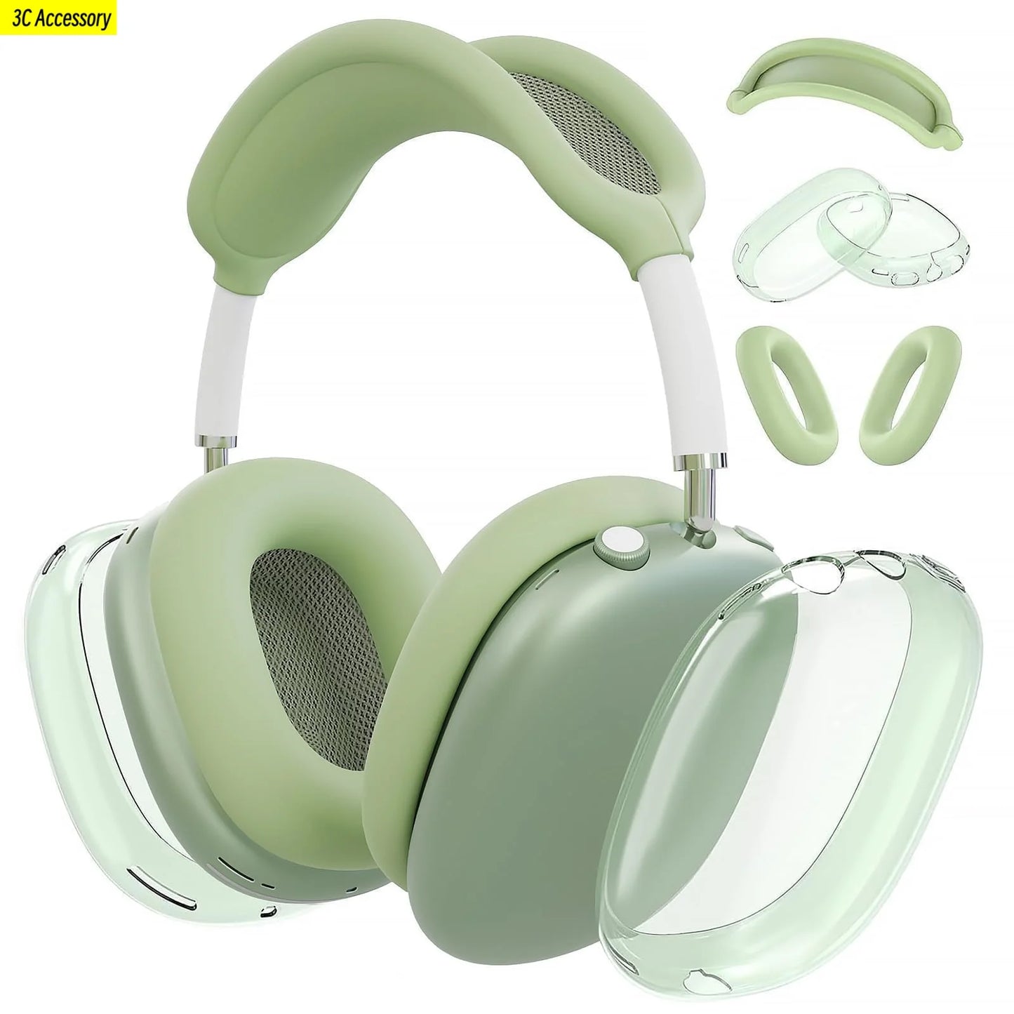 2024 3-in-1 Silicone Case for AirPods Max – Soft Ear Cup Scratch Cover