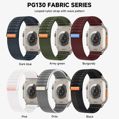 Nylon Wave Pattern Strap for Apple Watch Ultra 2 & Series 10–3, Adjustable 38–49mm Band