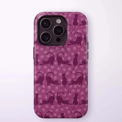 Luxury Purple Cat Pattern Case for iPhone 17–11 Pro Max Double-Layer Cover