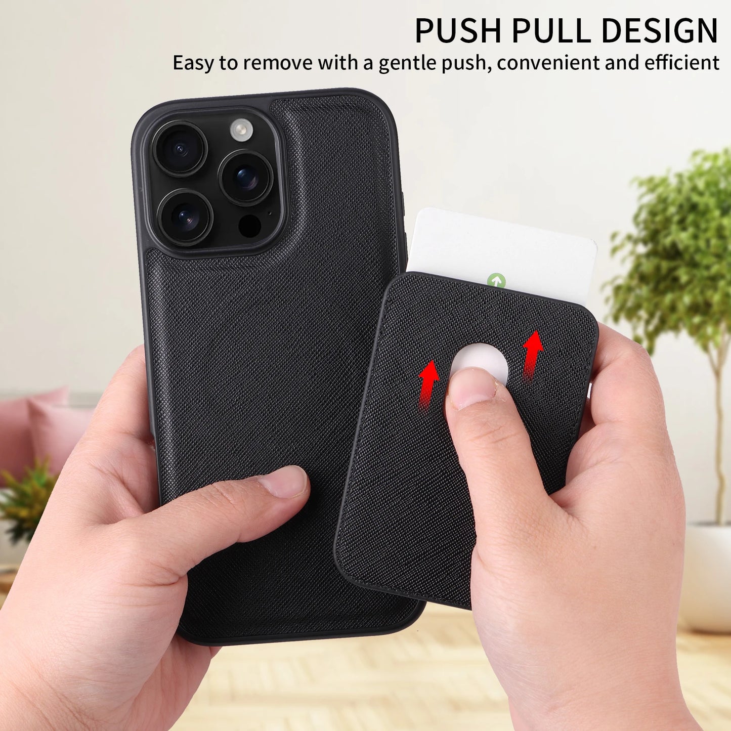 2-in-1 Luxury Cross-Grain Leather MagSafe Case for iPhone 16 Pro Max 16E 16 Plus