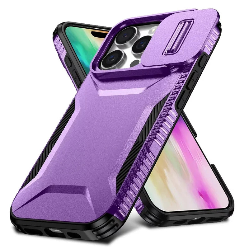 Military Grade Slide Camera Armor Case for iPhone 16 15 14 13 Pro Max