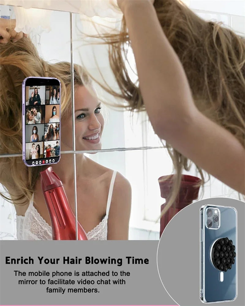 Strong Magnetic Silicone Suction Cup Phone Grip Holder for MagSafe Hands-Free