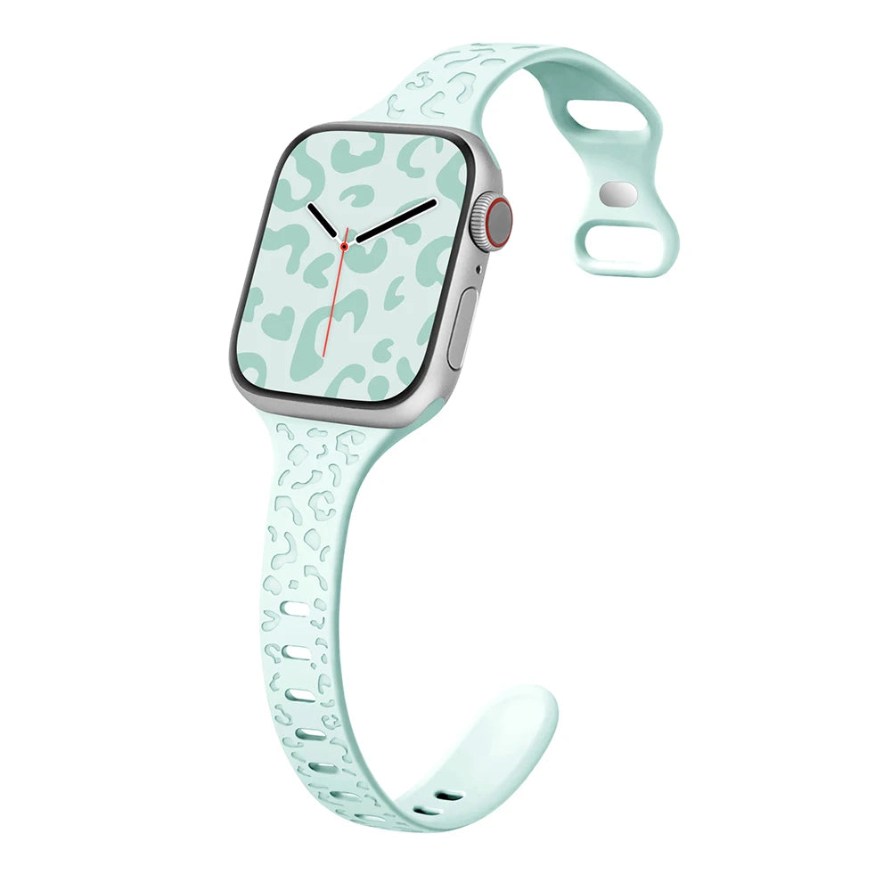 Engraved Slim Silicone Band for Apple Watch Series 9/8/7/6/SE/Ultra