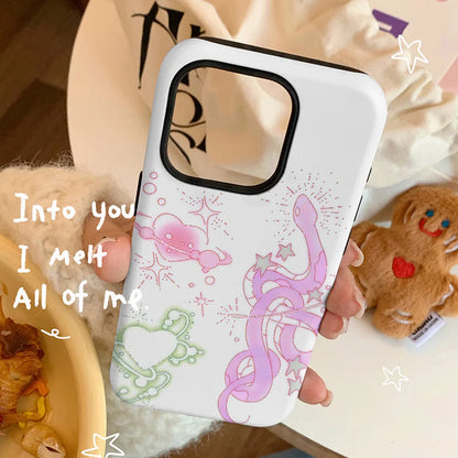 Pink Love Graffiti MagSafe Case for iPhone 11–16 Pro Max – Acrylic + TPU