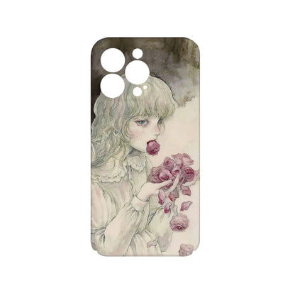 Two-in-One Magnetic Manga Purple Flowers iPhone Case