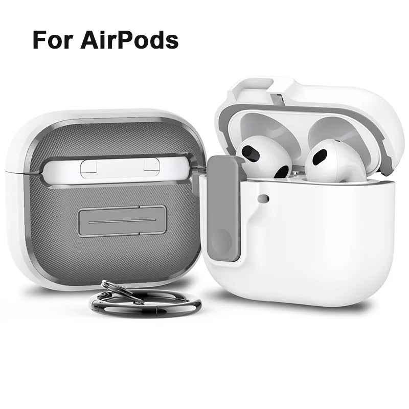 Luxury Shockproof Case for AirPods Pro 2, 4 & 3 with Hook Carabiner