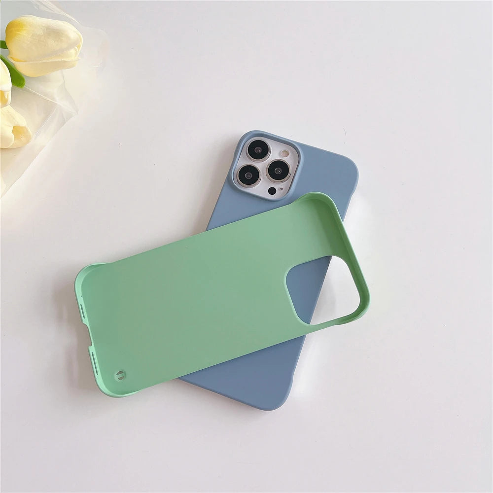 Ultra-Thin Frameless Matte Case for iPhone 14–SE | Luxury Candy Color Cover