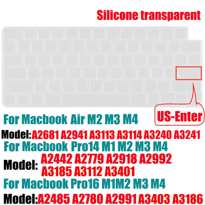Keyboard Cover for MacBook Air/Pro M1 M2 M3 13.6" 14" 16" with Touch ID