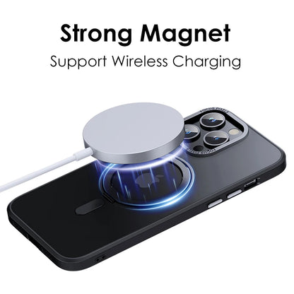 Luxury Magnetic Stand Case with Ring Holder for iPhone 11–13 Pro Max