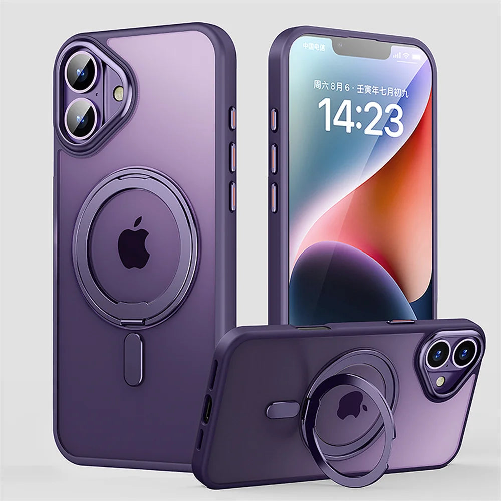 Luxury 360° Rotating Magnetic Stand Case for iPhone 16/15 Pro Max & 14