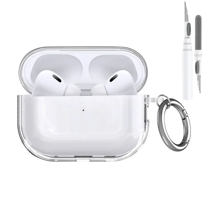 Soft Transparent TPU Case for AirPods Pro 3 – Shockproof with Keychain & Kit