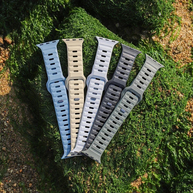 Silicone Sport Strap for Apple Watch Ultra 2 & Series 9–3, Adjustable 38mm–49mm Band