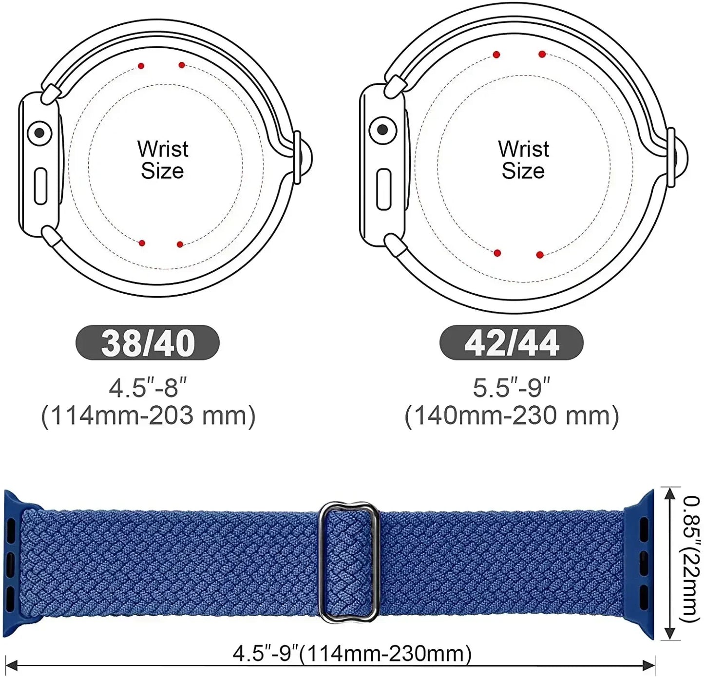 Braided Nylon Strap for Apple Watch Ultra 2/Series 10–4 Adjustable Band