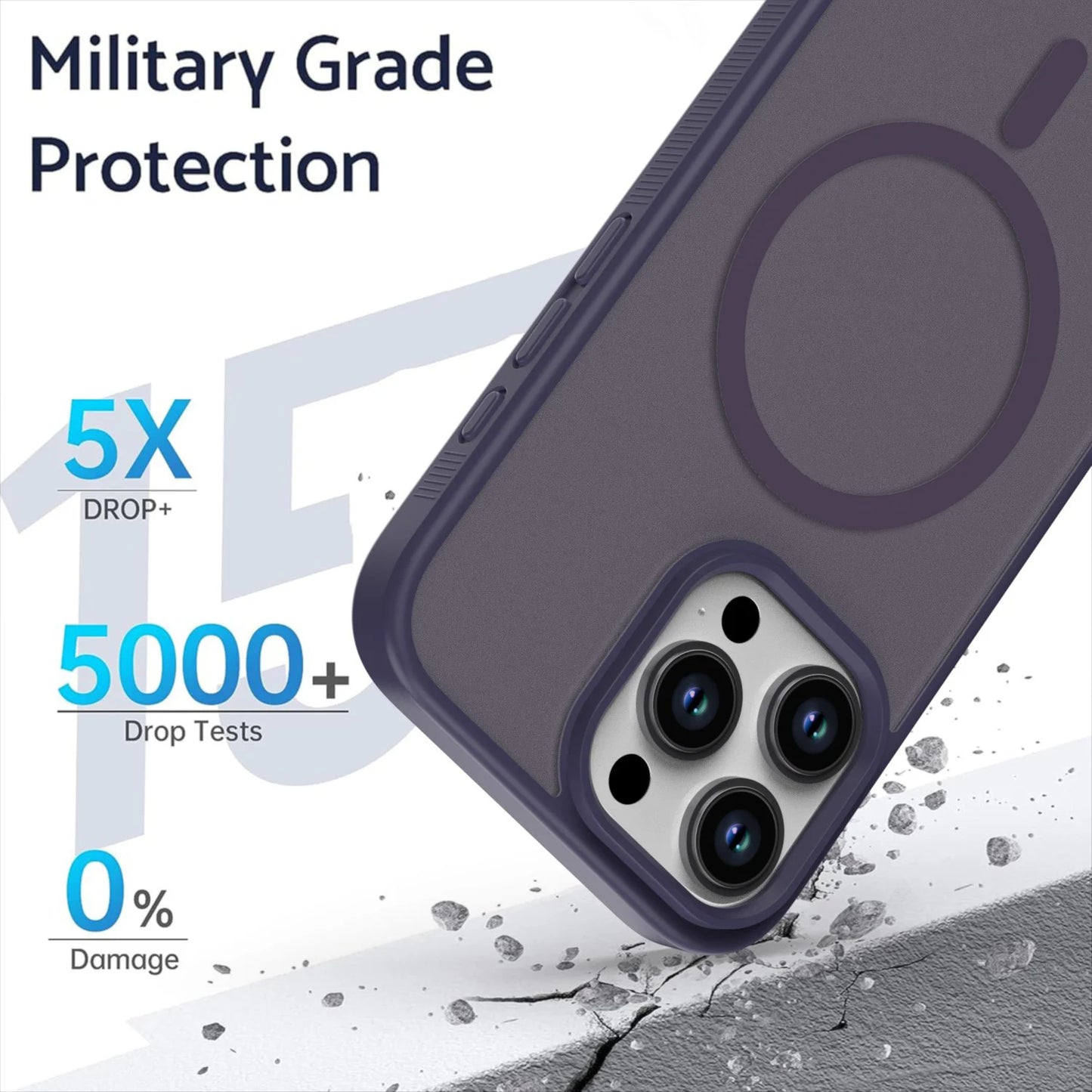 MagSafe Frosted Clear Case for iPhone 16 15 14 Pro Max Strong Magnetic