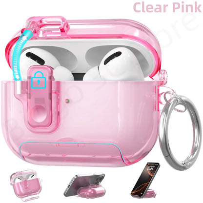2025 Clear Magnetic Lock Case for AirPods Pro 3 with Stand & Cleaning Kit