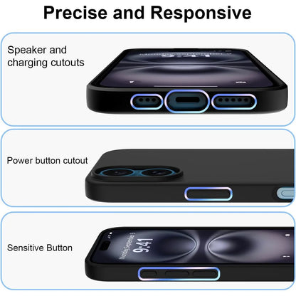 Ultra-Thin Matte Silicone Case for iPhone 16 Pro Max & 16 Plus – Black
