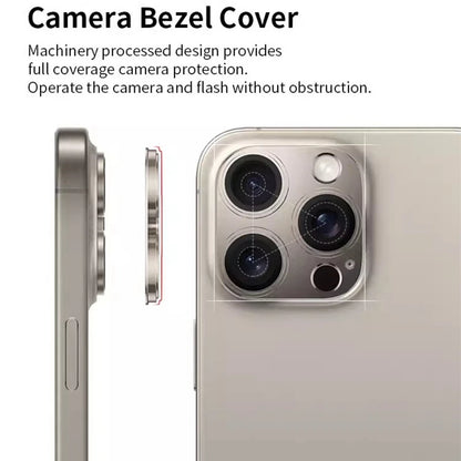 Metal Lens Protector with Tempered Glass for iPhone 16 Pro Max/15/14 Series