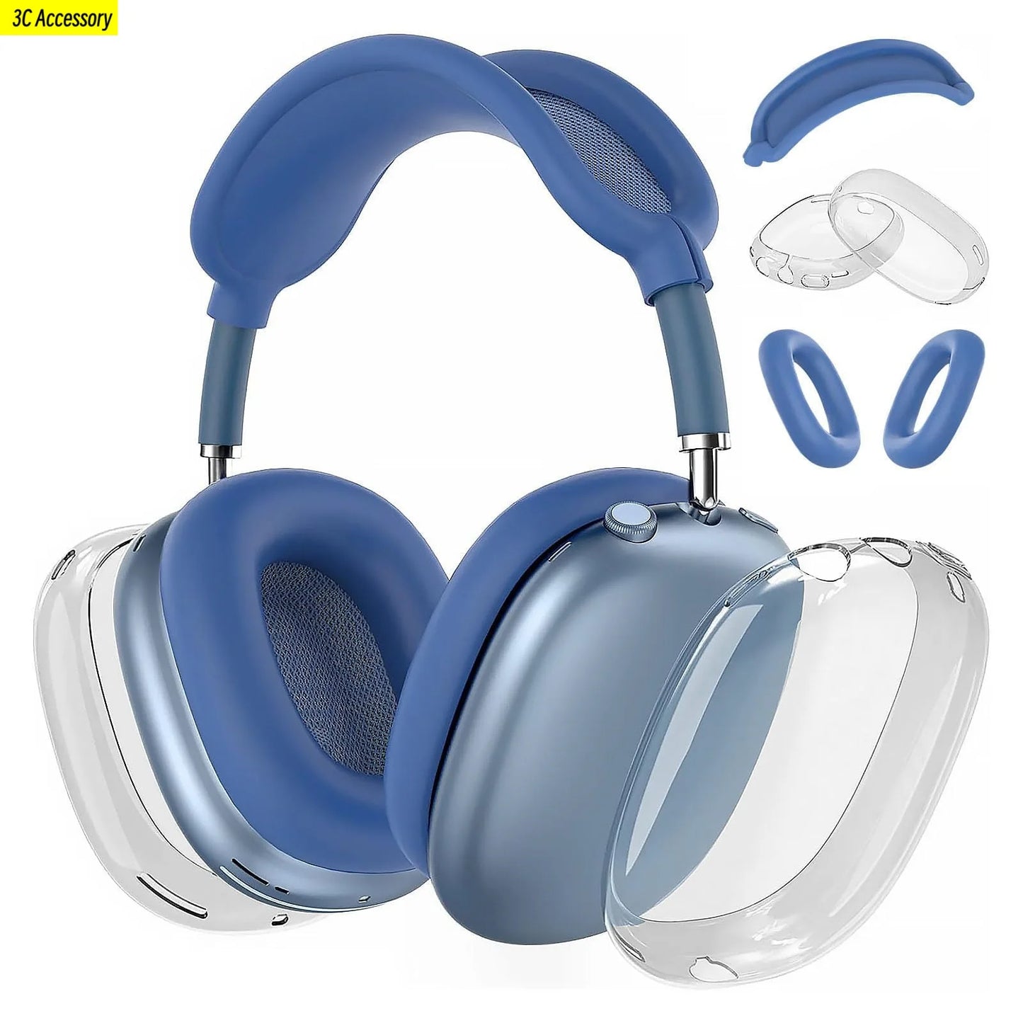 2024 3-in-1 Silicone Case for AirPods Max – Soft Ear Cup Scratch Cover