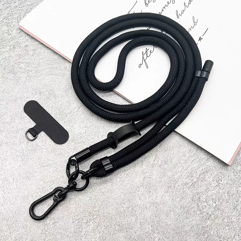 150cm Adjustable Crossbody Phone Lanyard Strap with Patch & Neck Rope