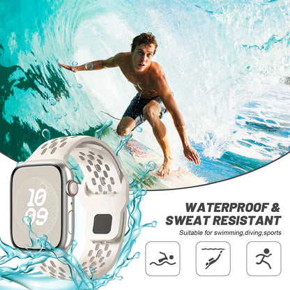 Silicone Sport Band for Apple Watch 3–Ultra, 38–49mm, Series 3–10 Adjustable Strap