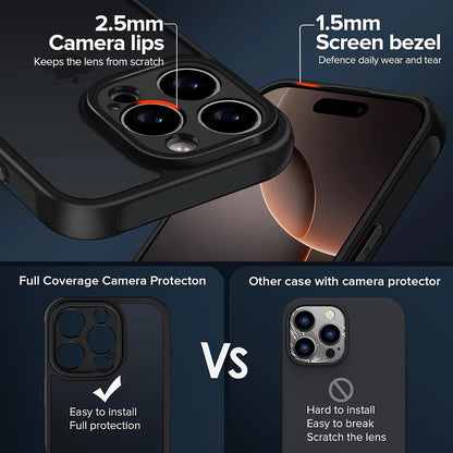 Hybrid Military Grade Shockproof Case Matte Black for iPhone 11 to 16 Pro Max