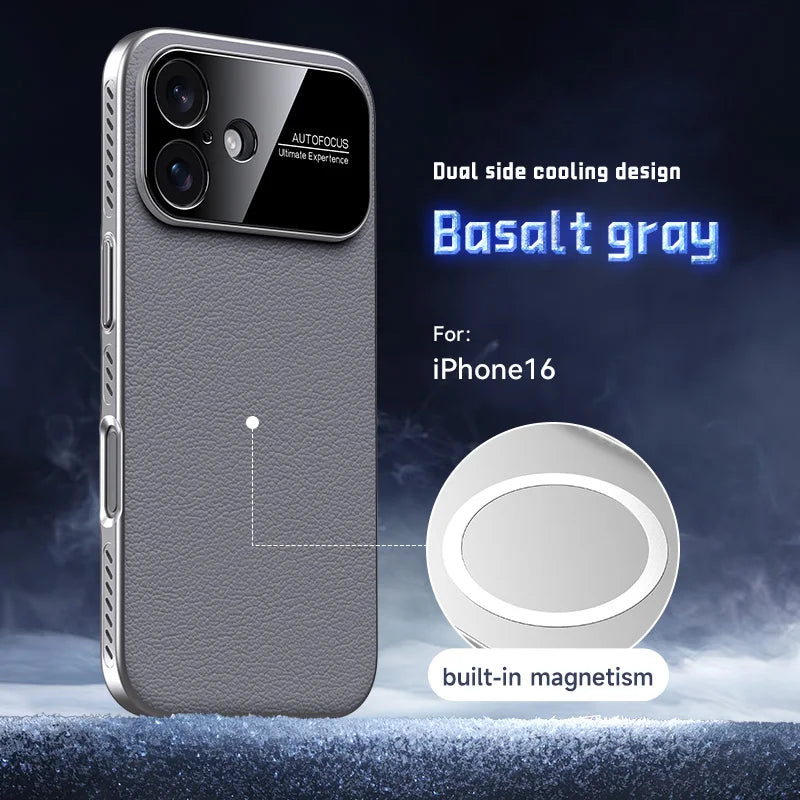 Ultra-Thin Leather MagSafe Case for iPhone 17–14 | Heat-Dissipation Cover