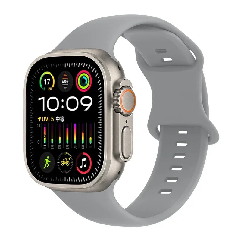 Soft Silicone Waterproof Strap for Apple Watch Ultra 2 & Series 9–SE | 49–41mm